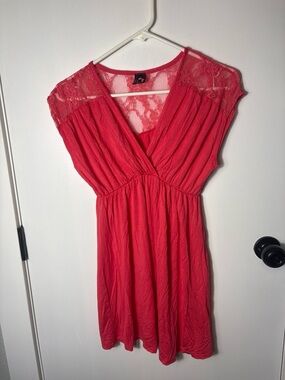 Pinc Maternity Coral Lace Empire Waist Dress Size Med Boho Romantic Fairycore